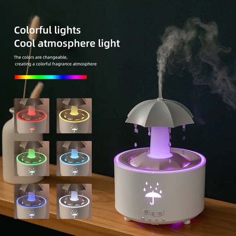 Humidificador giratorio con gotas de lluvia