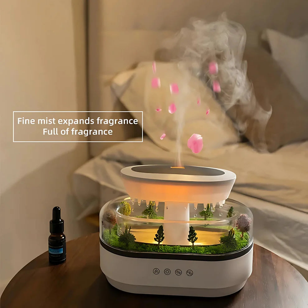 Humidificador de aire con efecto lluvia